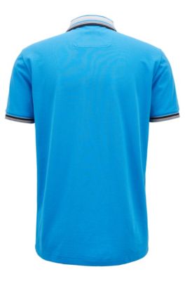 Cotton-piqu&eacute; polo shirt with multicolored degrad&eacute; collar, Blue