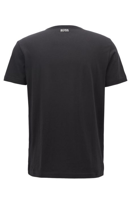 Boss Crew Neck T Shirt With Multi Colored Logo Print