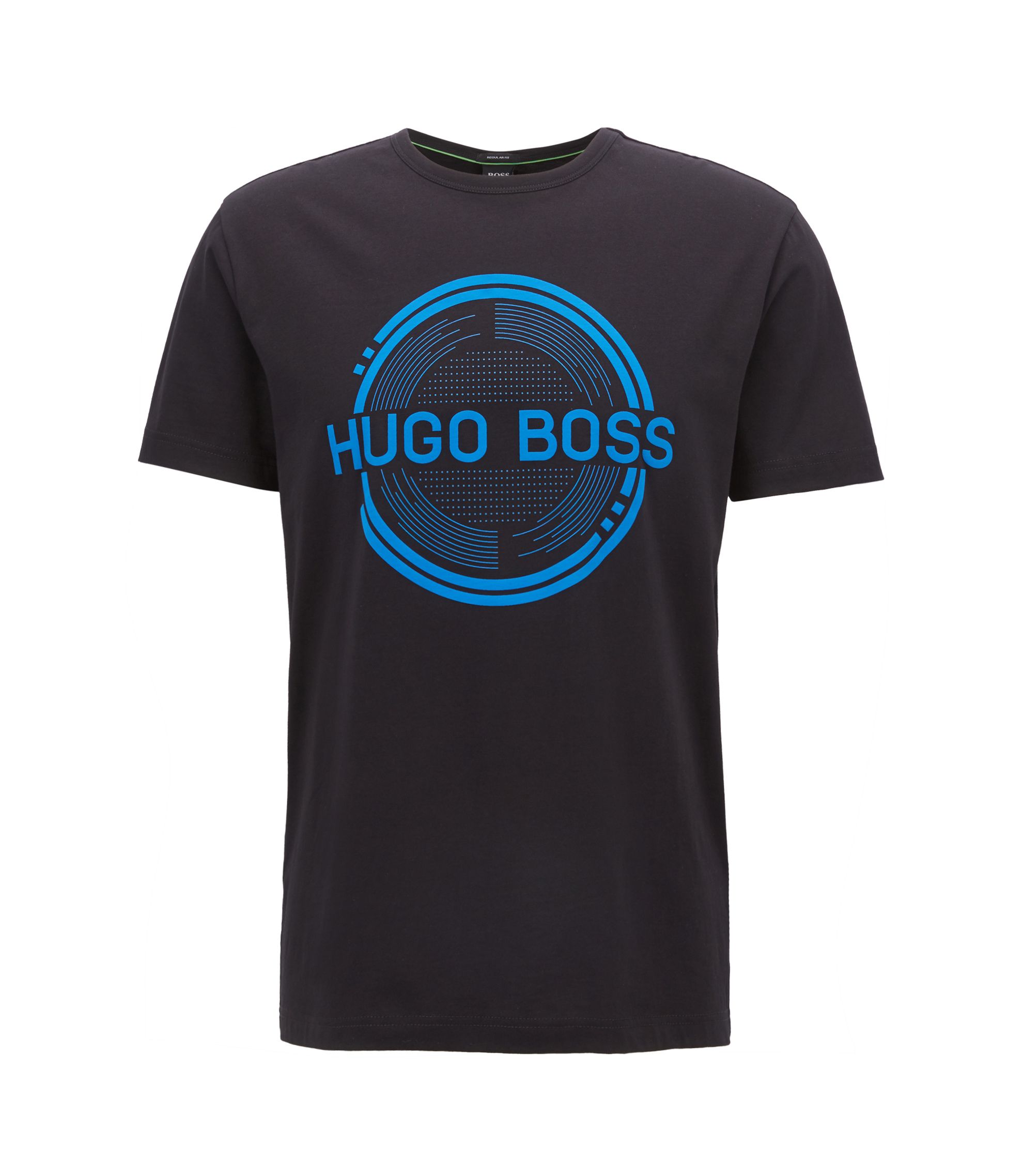 BOSS - Short-sleeved printed T-shirt in single-jersey cotton - Black
