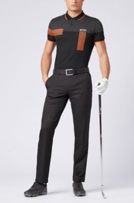 Regular-fit polo shirt in cotton-blend piqu&eacute;, Black