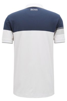 Regular-fit polo shirt in cotton-blend piqu&eacute;, White