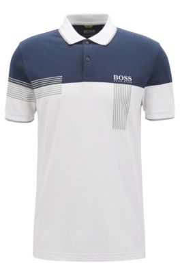 Regular-fit polo shirt in cotton-blend piqu&eacute;, White