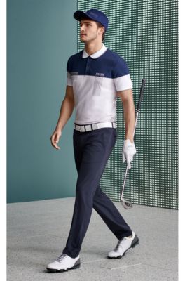 Regular-fit polo shirt in cotton-blend piqu&eacute;, White