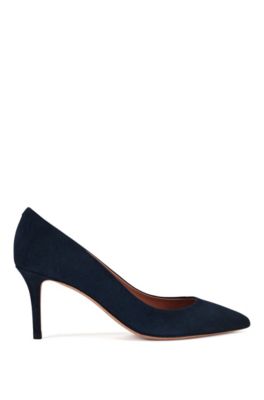 Hugo Boss - Suede Court Shoes With 70 Mm - 2.76 Inch Heel - Dark Blue