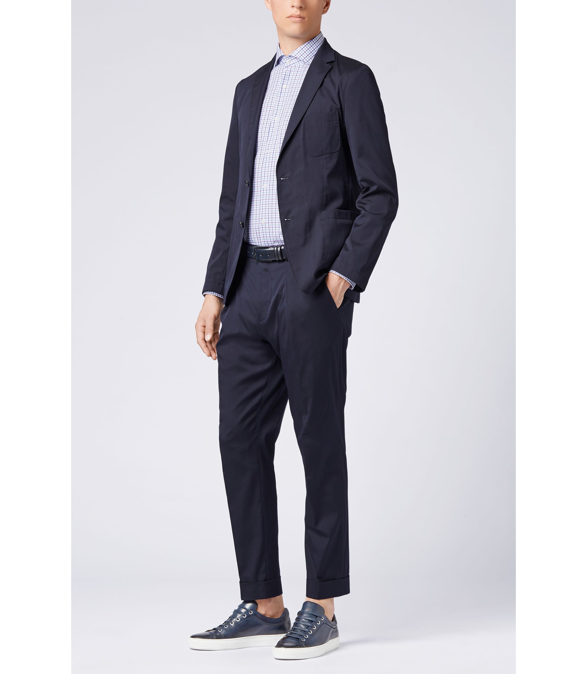 BOSS - Sharp-fit shirt in Oxford cotton with gingham check - Dark pink