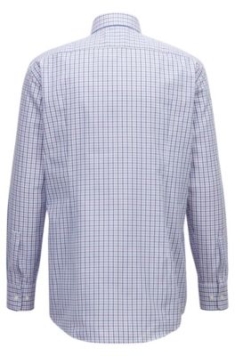 Sharp-fit shirt in Oxford cotton with gingham check, Dark pink