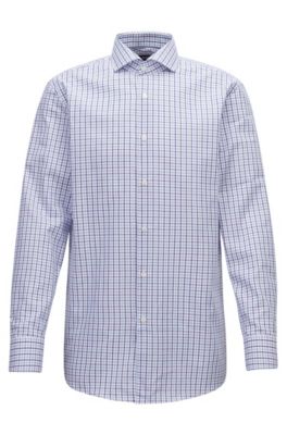 Sharp-fit shirt in Oxford cotton with gingham check, Dark pink