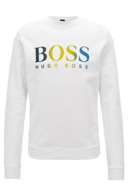 BOSS - French-terry sweatshirt with multicolored dégradé logo print