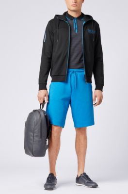 Stretch-cotton polo shirt with micro-dot jacquard, Black