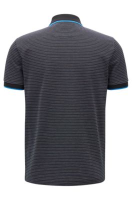 Stretch-cotton polo shirt with micro-dot jacquard, Black