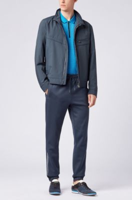 Stretch-cotton polo shirt with micro-dot jacquard, Blue