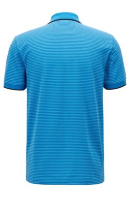 Stretch-cotton polo shirt with micro-dot jacquard, Blue
