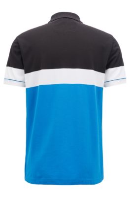 Colorblock polo shirt in Pima cotton, Black