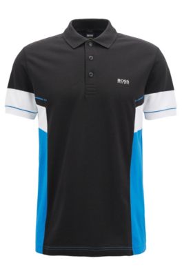 Colorblock polo shirt in Pima cotton, Black