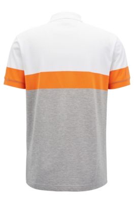 Colorblock polo shirt in Pima cotton, White