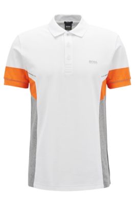 Colorblock polo shirt in Pima cotton, White