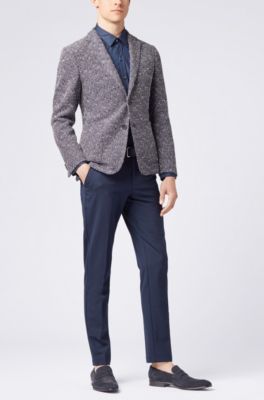 Slim-fit chinos in high-twist mercerized stretch fabric, Dark Blue