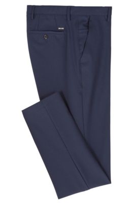 Slim-fit chinos in high-twist mercerized stretch fabric, Dark Blue
