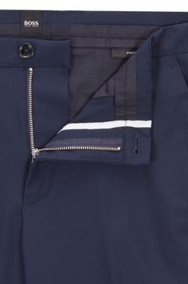 Slim-fit chinos in high-twist mercerized stretch fabric, Dark Blue