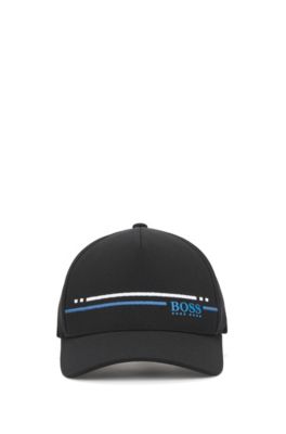 Piqu&eacute;-mesh baseball cap with embroidered stripe , Black