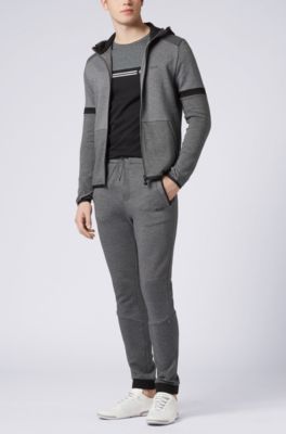 Color-block cotton T-shirt with logo print, Grey