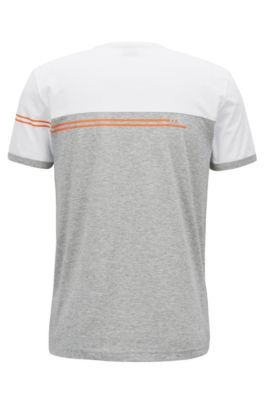 Color-block cotton T-shirt with logo print, White