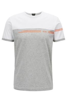 Color-block cotton T-shirt with logo print, White