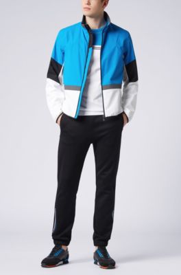 Color-block cotton T-shirt with logo print, Blue