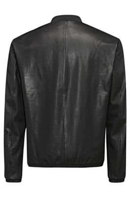 Regular-fit bomber jacket in calfskin, Black