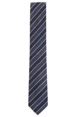 BOSS - Italian-made tie in a silk blend with stripes