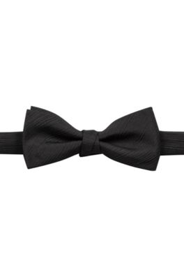 Jacquard-woven bow tie in a silk blend, Black