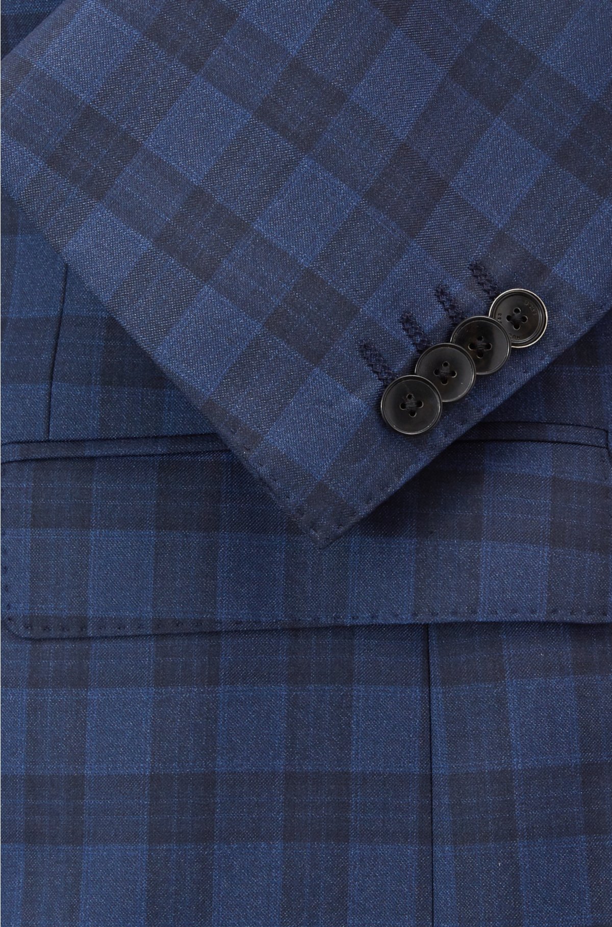 BOSS - Slim-fit suit in a checked virgin-wool blend