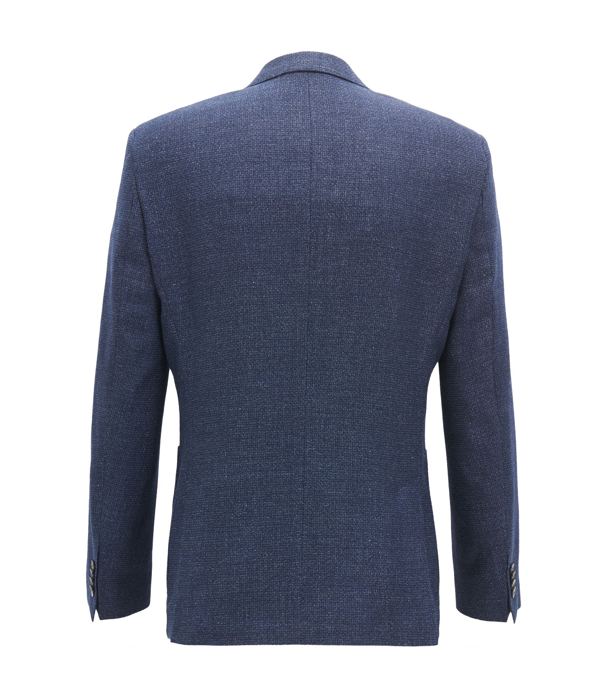BOSS - Regular-fit jacket with mother-of-pearl buttons - Open Blue