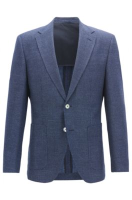 Regular-fit jacket with mother-of-pearl buttons, Open Blue