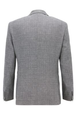 Slim-fit blazer with foldable pocket square, Grey