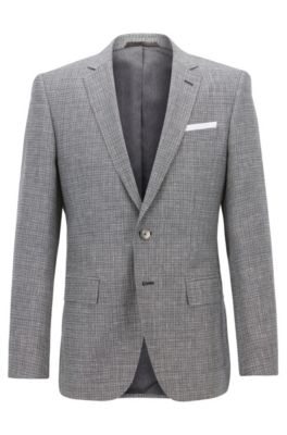 Slim-fit blazer with foldable pocket square, Grey