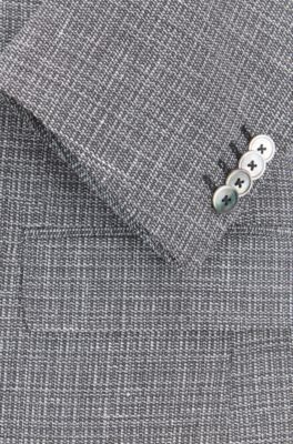 Slim-fit blazer with foldable pocket square, Grey