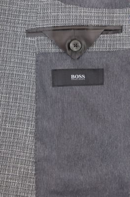 Slim-fit blazer with foldable pocket square, Grey