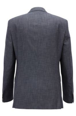 Slim-fit suit in virgin wool with silk, Open Blue