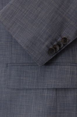 Slim-fit suit in virgin wool with silk, Open Blue