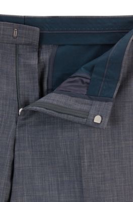 Slim-fit suit in virgin wool with silk, Open Blue