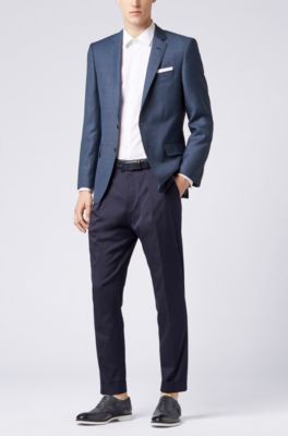 Slim-fit jacket in houndstooth virgin wool, Open Blue