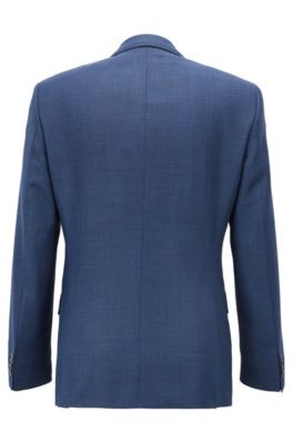 Slim-fit jacket in houndstooth virgin wool, Open Blue