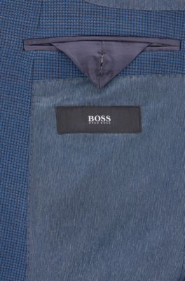 Slim-fit jacket in houndstooth virgin wool, Open Blue