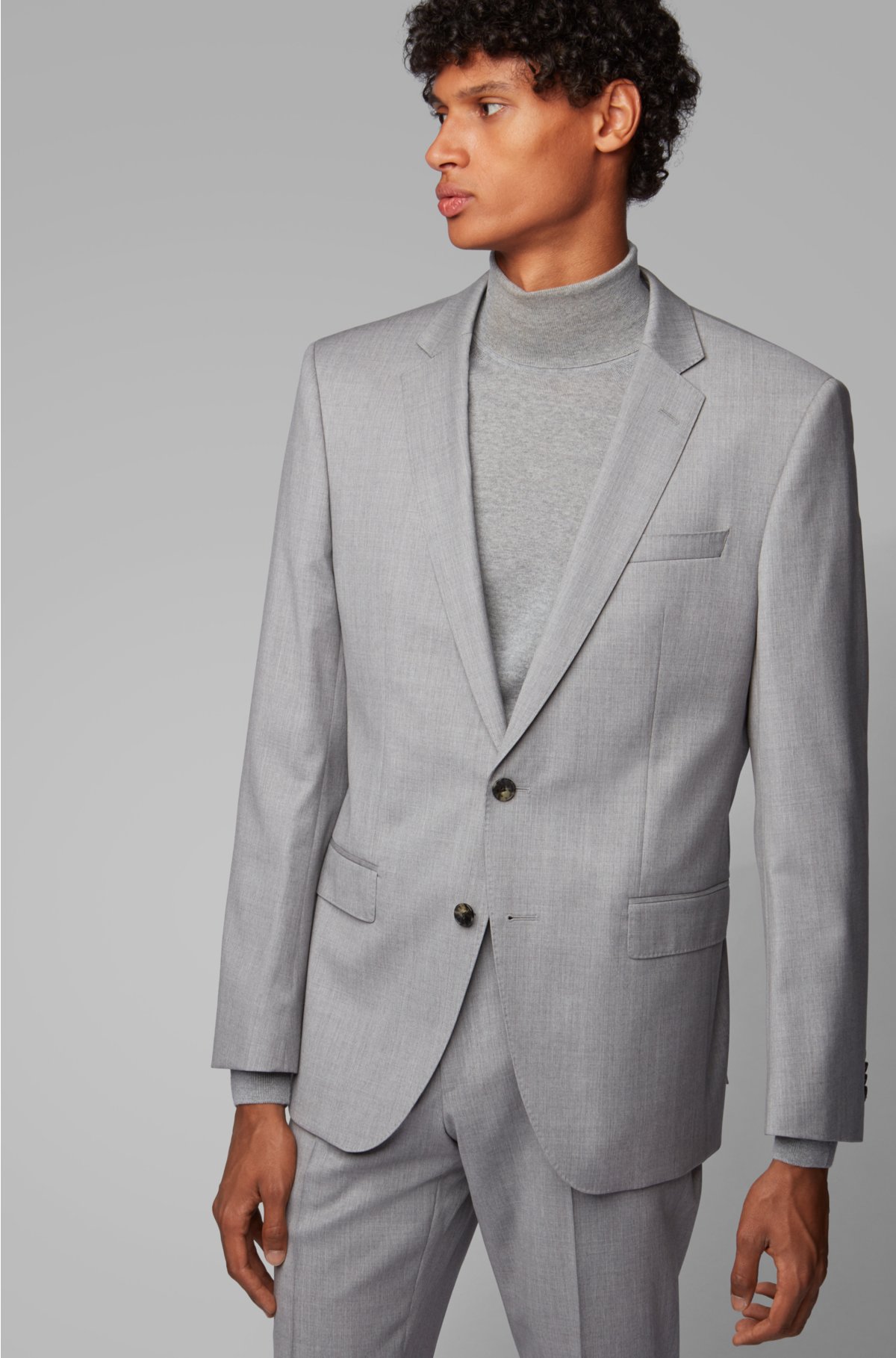 BOSS - Slim-fit suit in virgin wool with natural stretch