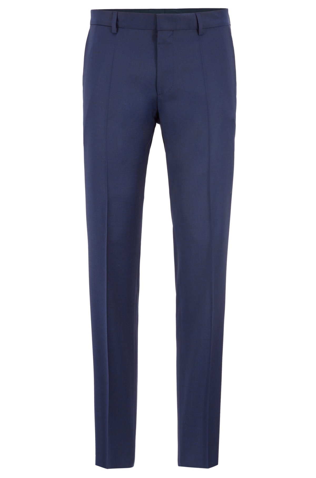 Slim-fit suit in virgin wool with natural stretch, Dark Blue