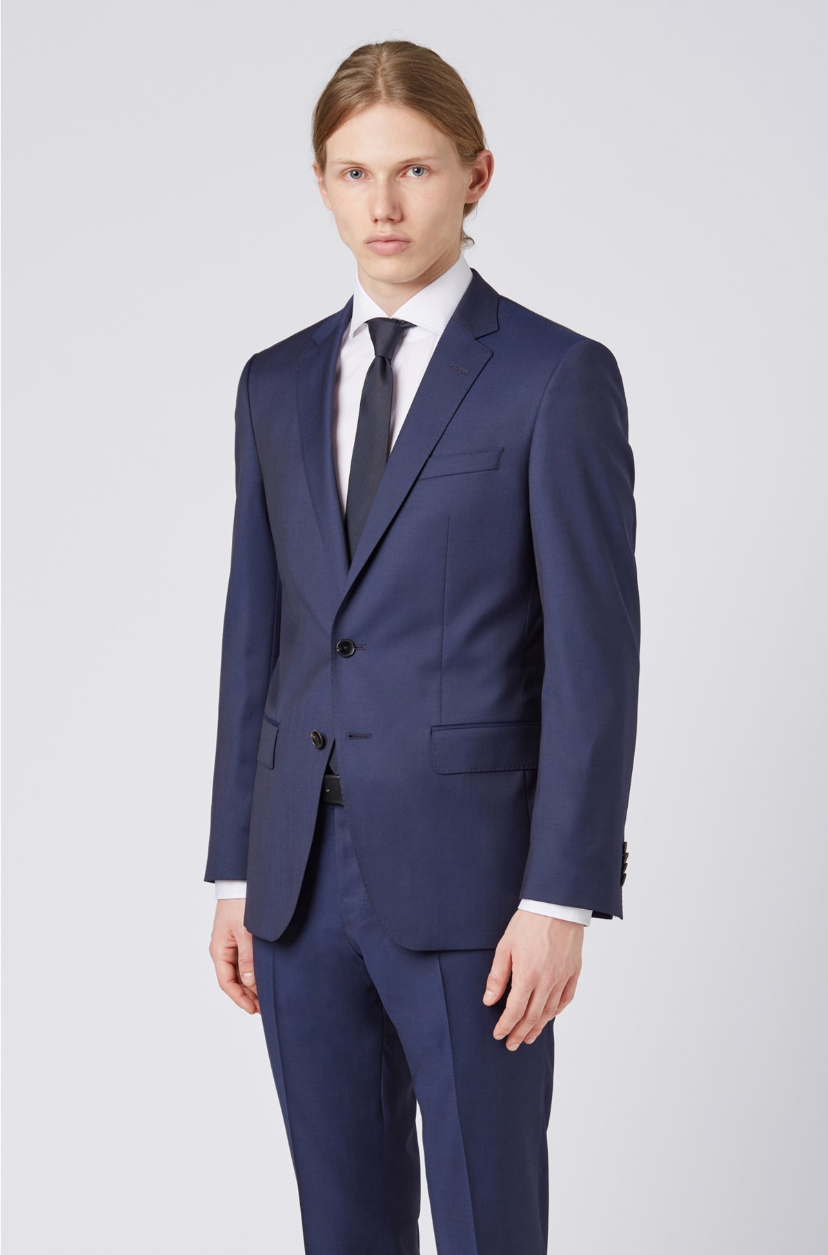 BOSS - suit in virgin wool with natural stretch