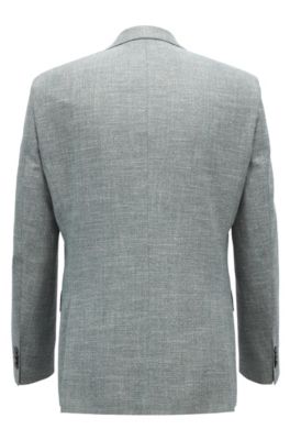 Regular-fit blazer in micro-patterned Italian cotton, Dark Green