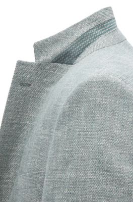 Regular-fit blazer in micro-patterned Italian cotton, Dark Green