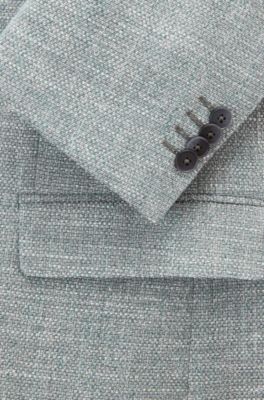 Regular-fit blazer in micro-patterned Italian cotton, Dark Green